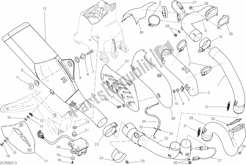 Tutte le parti per il Impianto Di Scarico del Ducati Monster 821 Stripes USA 2015